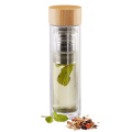 Infuseur à fruits en verre borosilicaté 450 ml et bouteille à couvercle en bambou